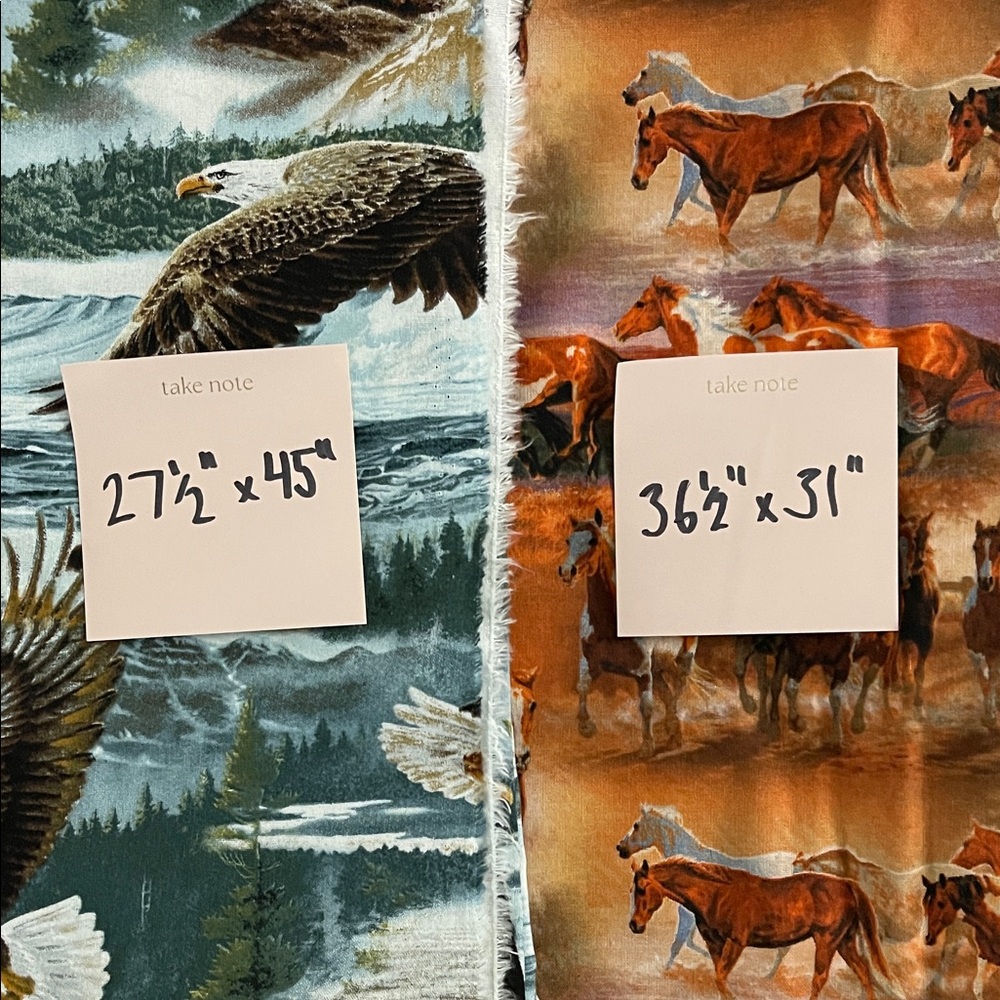 ✨$5 OFF BUNDLE✨ Novelty Fabric Eagle Equestrian Remnants Craft Sewing Quilting - Picture 2 of 10